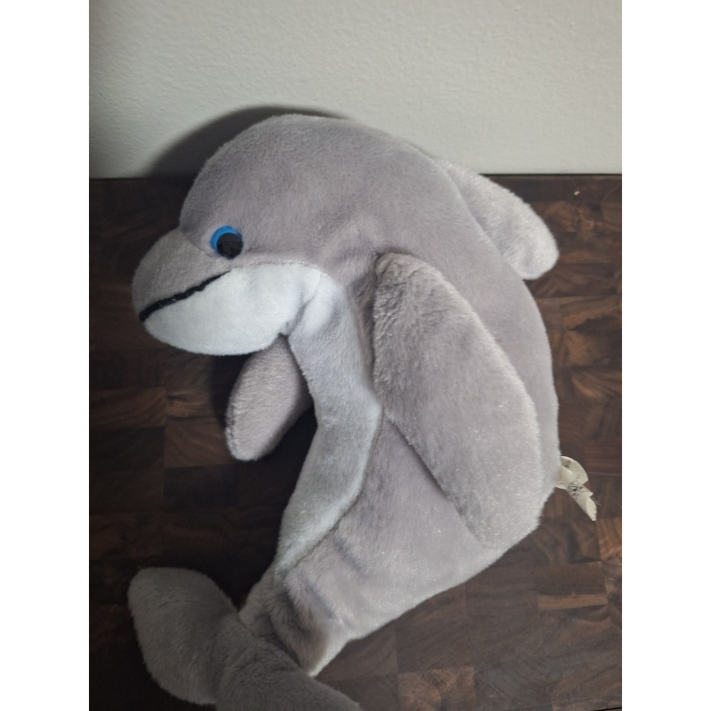 The Petting Zoo Gray Dolphin Plush Stuffed Animal Ocean Sea Life Blue Eyes 1994